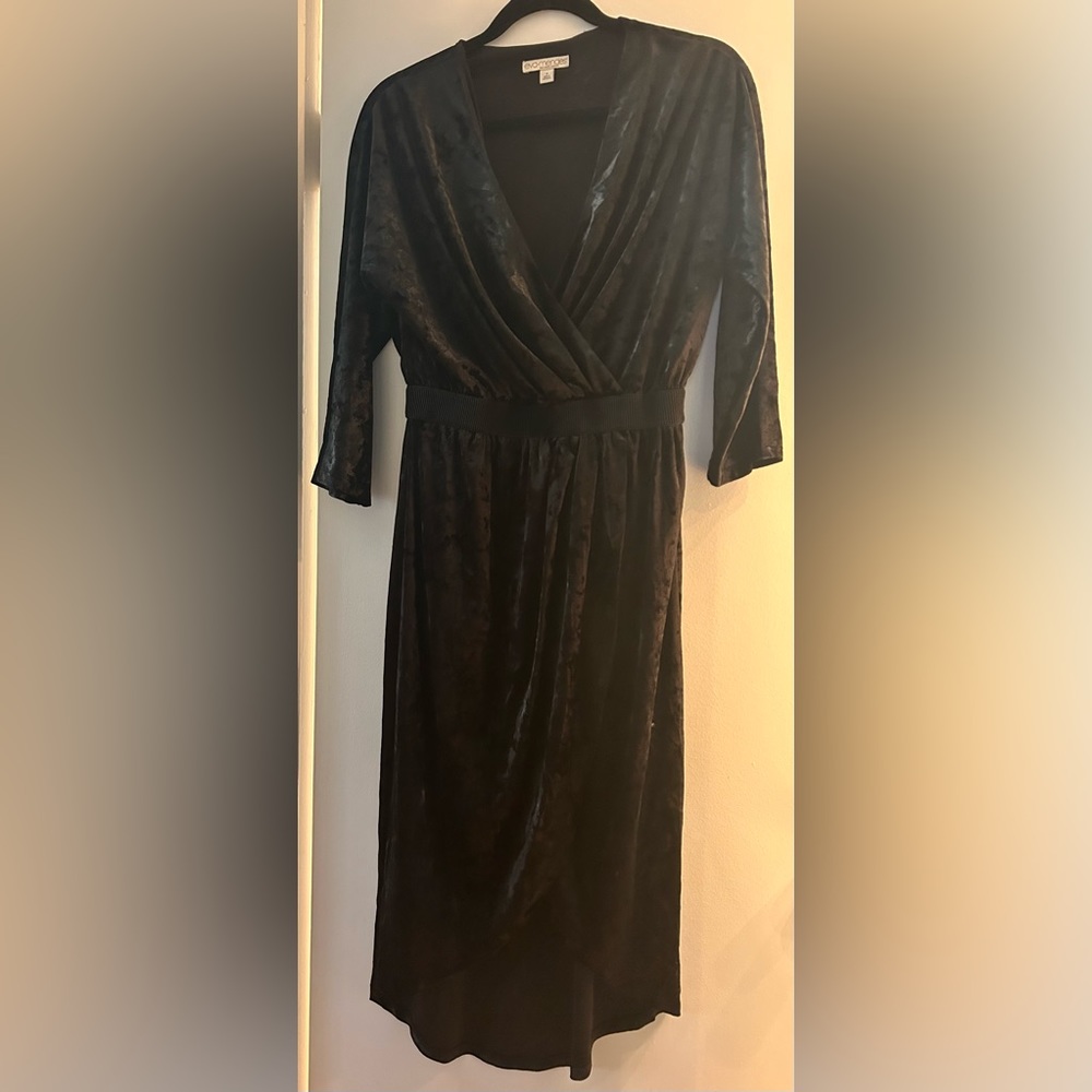 Eva Mendes Collection, Long Sleeve Velvet Black Dress